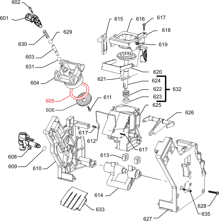 Diagramă piston / perno – poziție garnituri