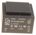 12V-158MA BV EI 303 2032 TRAFO ALIMENTARE PCB 230V EI30 2,0VA 32,5X27,5X26,5MM